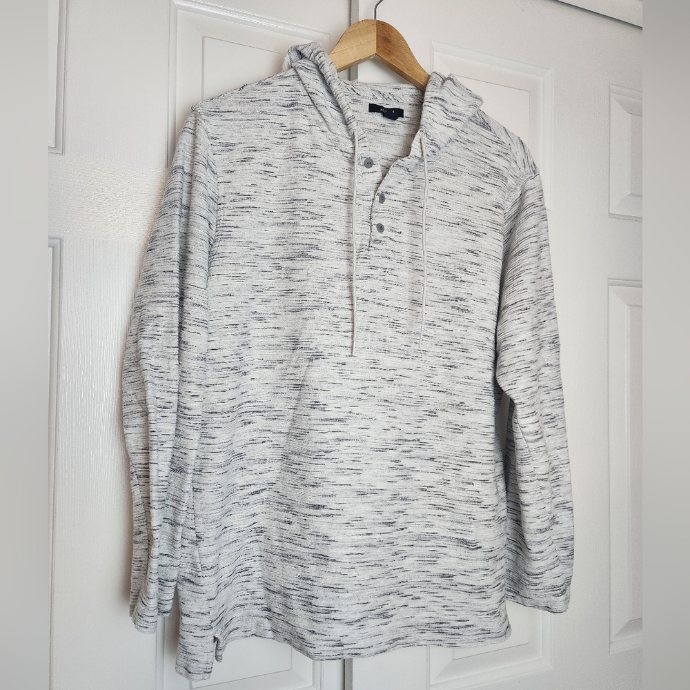 Alfani Cotton Gray Hooded Pullover Fair Isle Print Men's Sweater Size XL